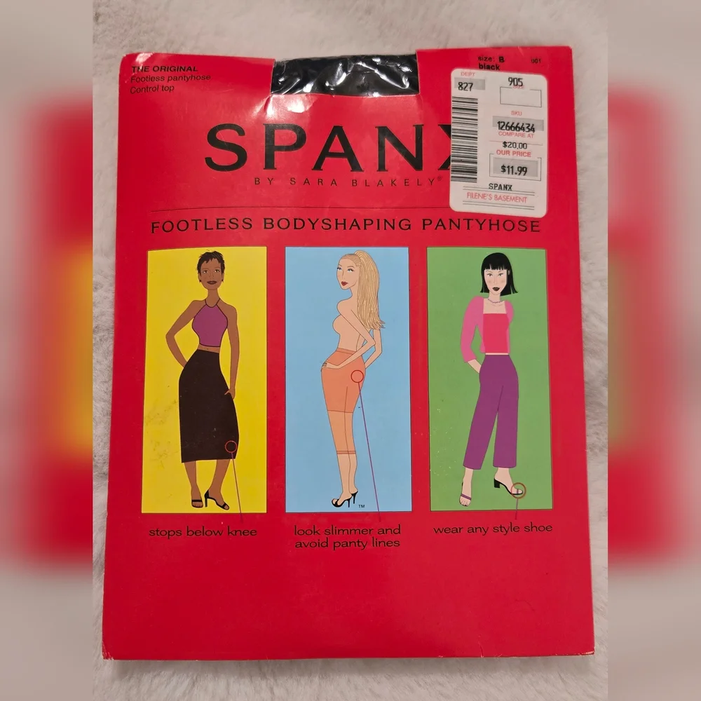 Spanx Sara Blakely Footless Bodyshaping Pantyhose Control Top Black Size B New